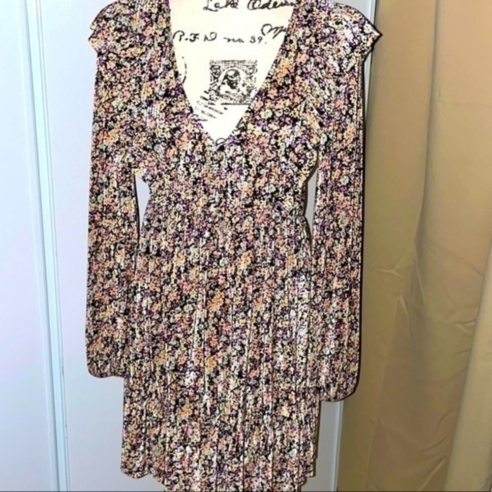 Pull & Bear ASOS plisse mini smock dress in pink floral print L gently preloved - Picture 10 of 14